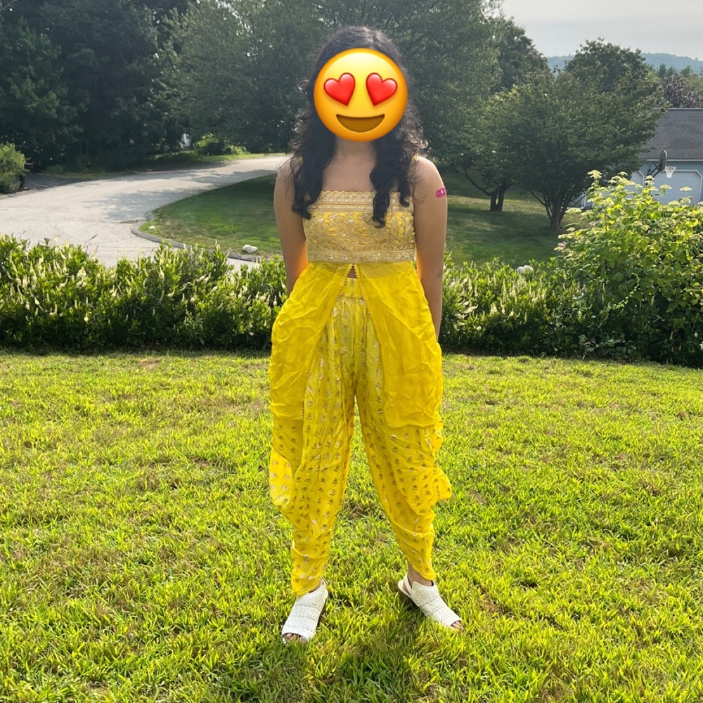 NWT House of Masaba Women's Yellow Designer Dhoti Set - Indian Ethnic
